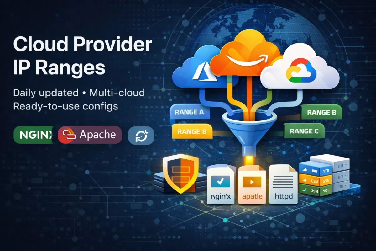 Illustration of network data flowing through a firewall, representing cloud provider IP address ranges