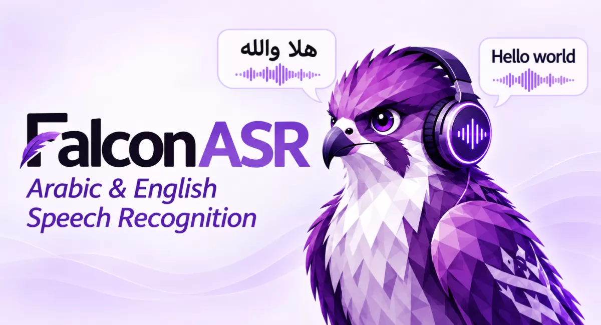 Illustration of a speech recognition model converting Arabic audio into text on a laptop screen