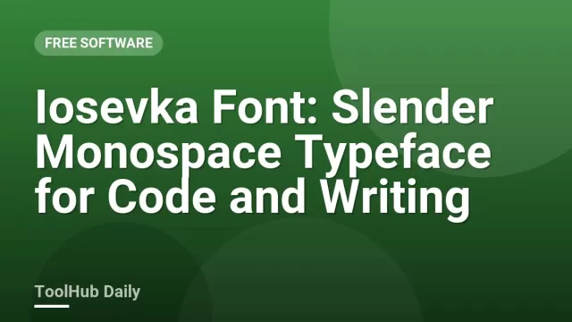 Sample of the Iosevka monospace typeface showing code with programming ligatures on a dark editor screen