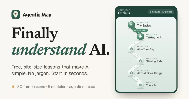 A person sitting at a laptop reviewing a simple, step-by-step lesson about artificial intelligence on a bright desk