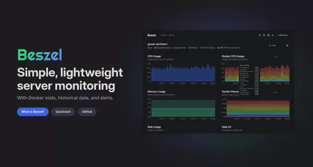 Illustration of a server monitoring dashboard showing CPU, memory and container metrics
