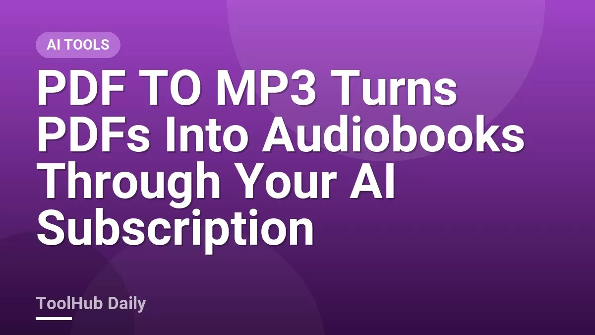 Illustration of a PDF document turning into an audio waveform on a laptop screen
