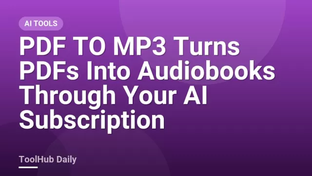 Illustration of a PDF document turning into an audio waveform on a laptop screen