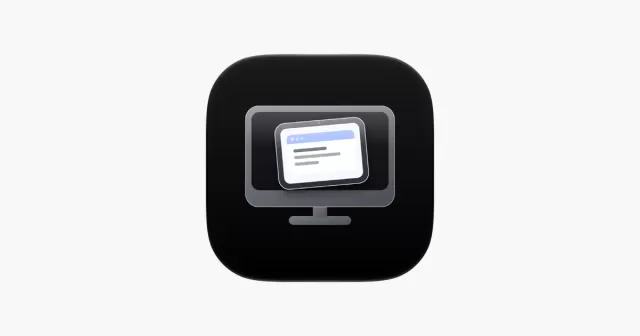 Illustration of a foldable iPhone showing a Mac desktop on its inner display, representing the Sill Mac streaming app